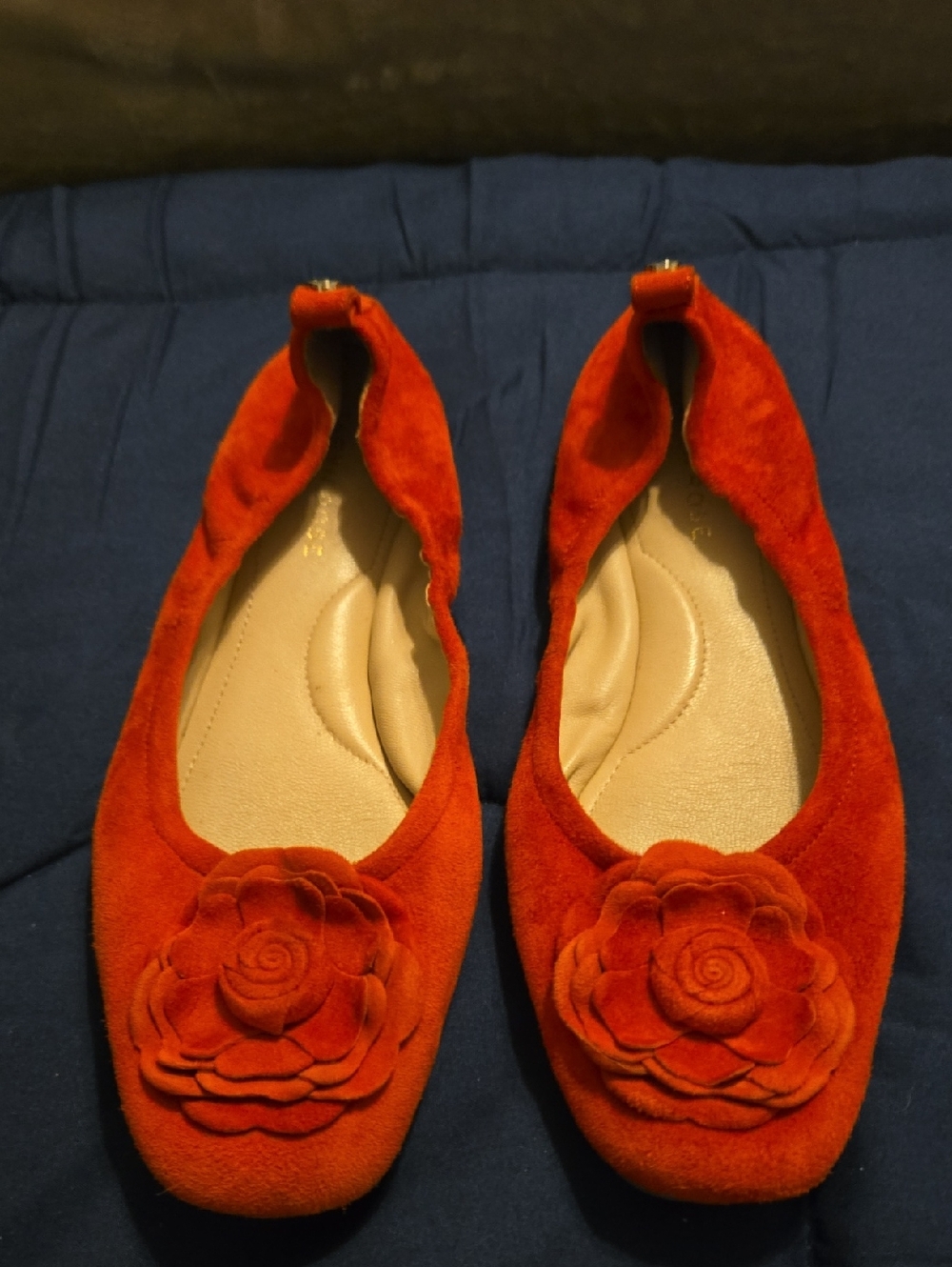 Taryn Rose Orange SuedeW/ Rose  Shoes, Size 7.5